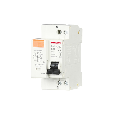 Rail Mounted Single Din 230V 30mA Earth Leakage Circuit Breaker Pole 6A 10A 16A 20A 25A 32A ELCB With CE Certificate 4.5kA